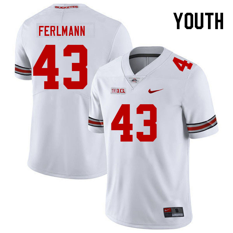 Youth #43 John Ferlmann Ohio State Buckeyes College Football Jerseys Stitched Sale-White
